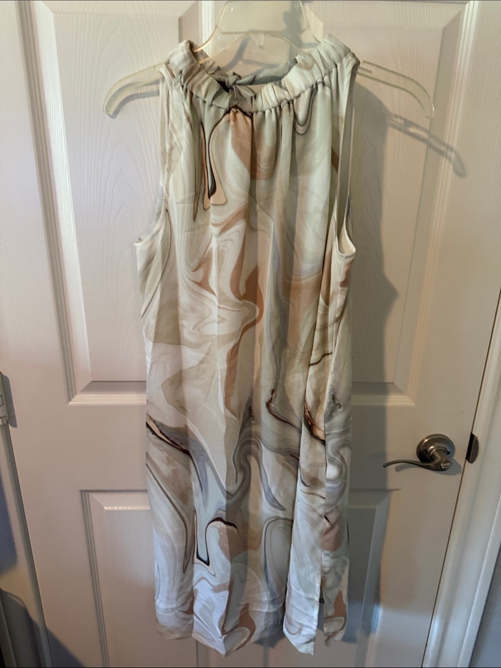 Universal Thread Marble-Print Sleeveless Jumpsuit in Cream and Tan